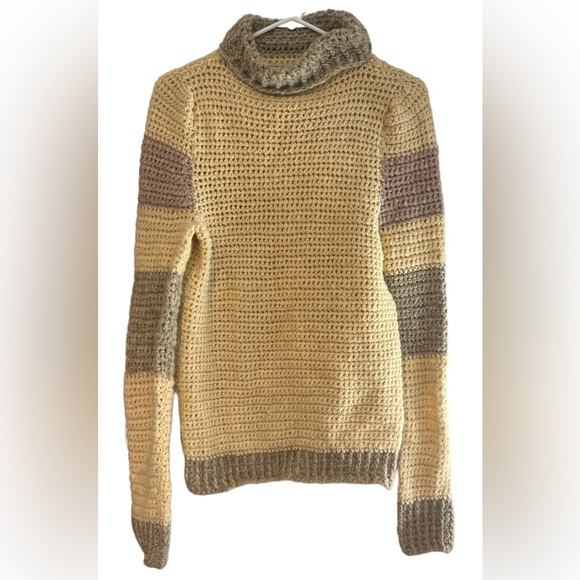 Women’s Vintage Y2K Long Sleeve Knit Crochet Turtleneck Sweater SzS/M - Picture 12 of 12